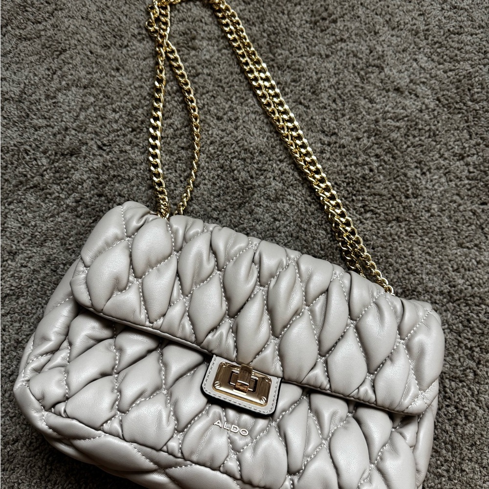 Aldo Quilted Cream Shoulder Bag